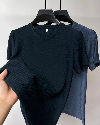 Ice Silk High-Quality Short Sleeve T Shirts Men's Breathable Fashion