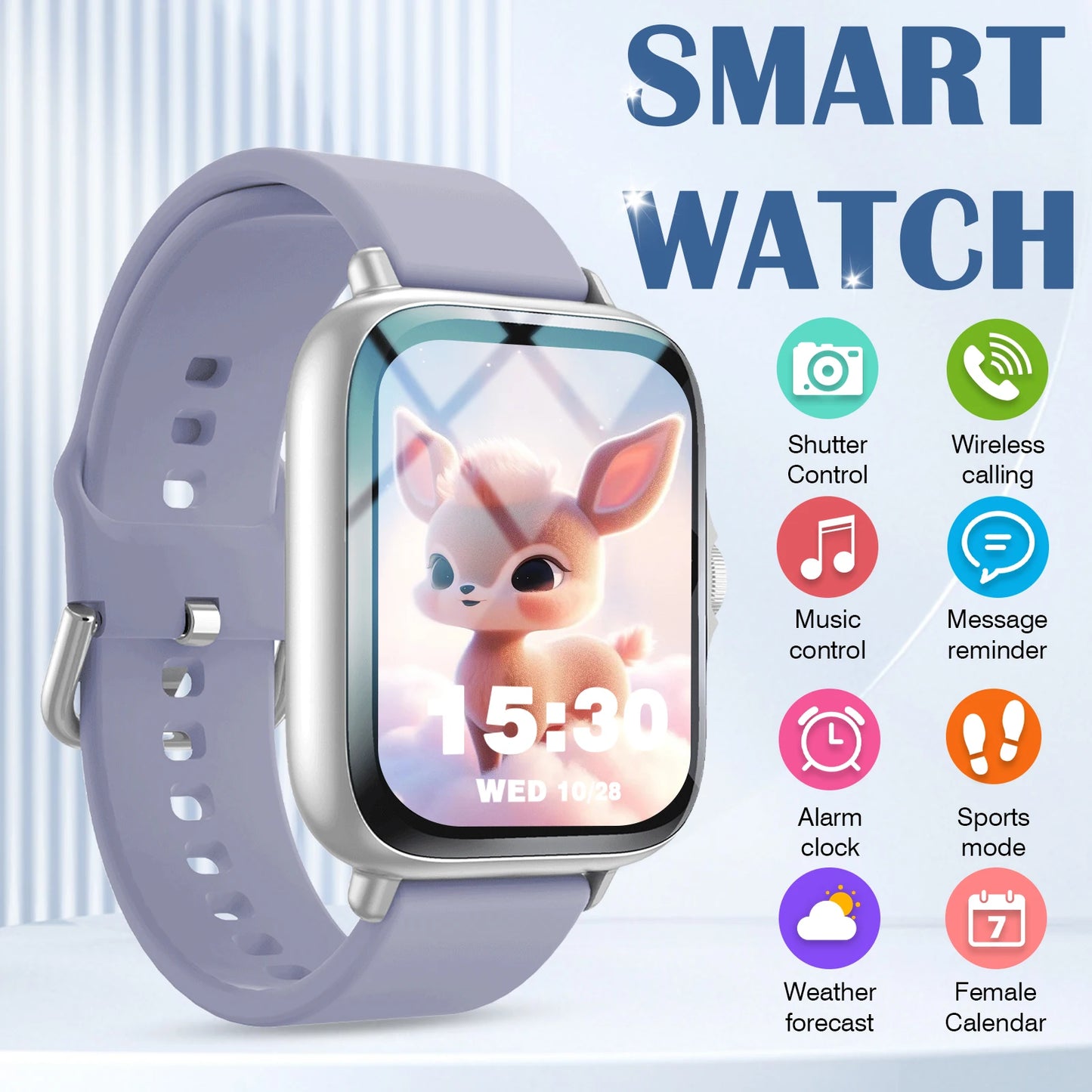 Smartwatch ultra-thin design, compatible with Android and iPhone