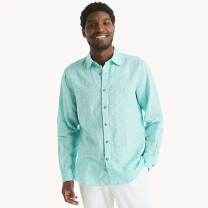 Mens Printed Linen Shirt