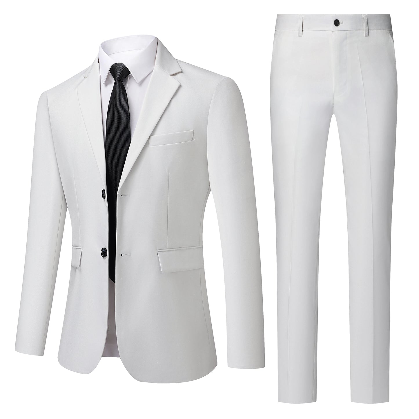 Men's White Two-Piece Wool Business  Suit