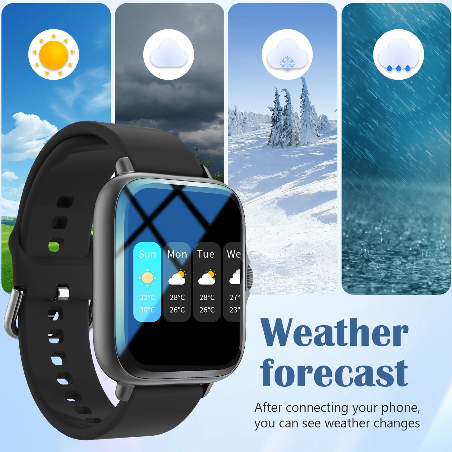 Smartwatch ultra-thin design, compatible with Android and iPhone