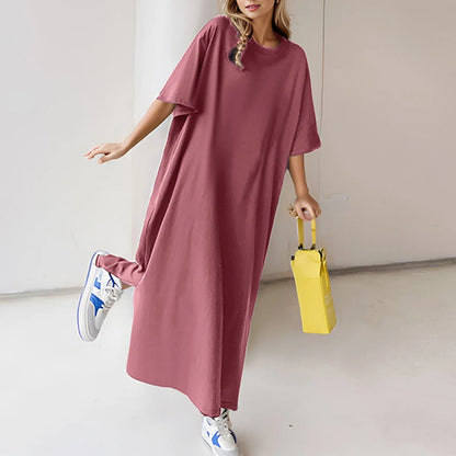 Solid Oversized T Shirt/Sundress For Women