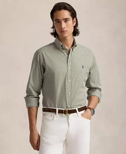 Men's Classic-Fit Gingham Stretch Poplin Shirt