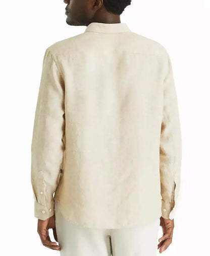 Men's Linen Solid-Color Classic-Fit Long-Sleeve Shirt