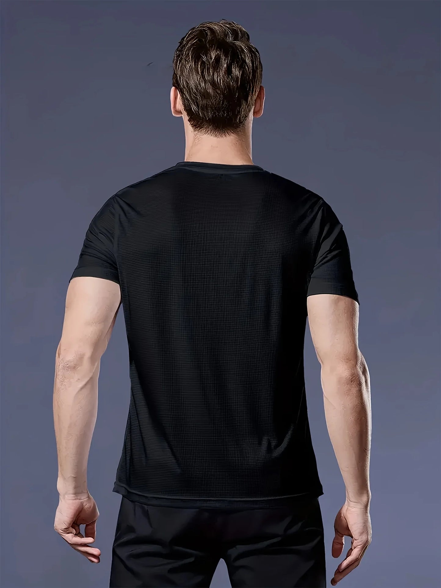 Men's Handsome Short-Sleeved, Black Casual T-Shirt, For Daily Outdoor Travel