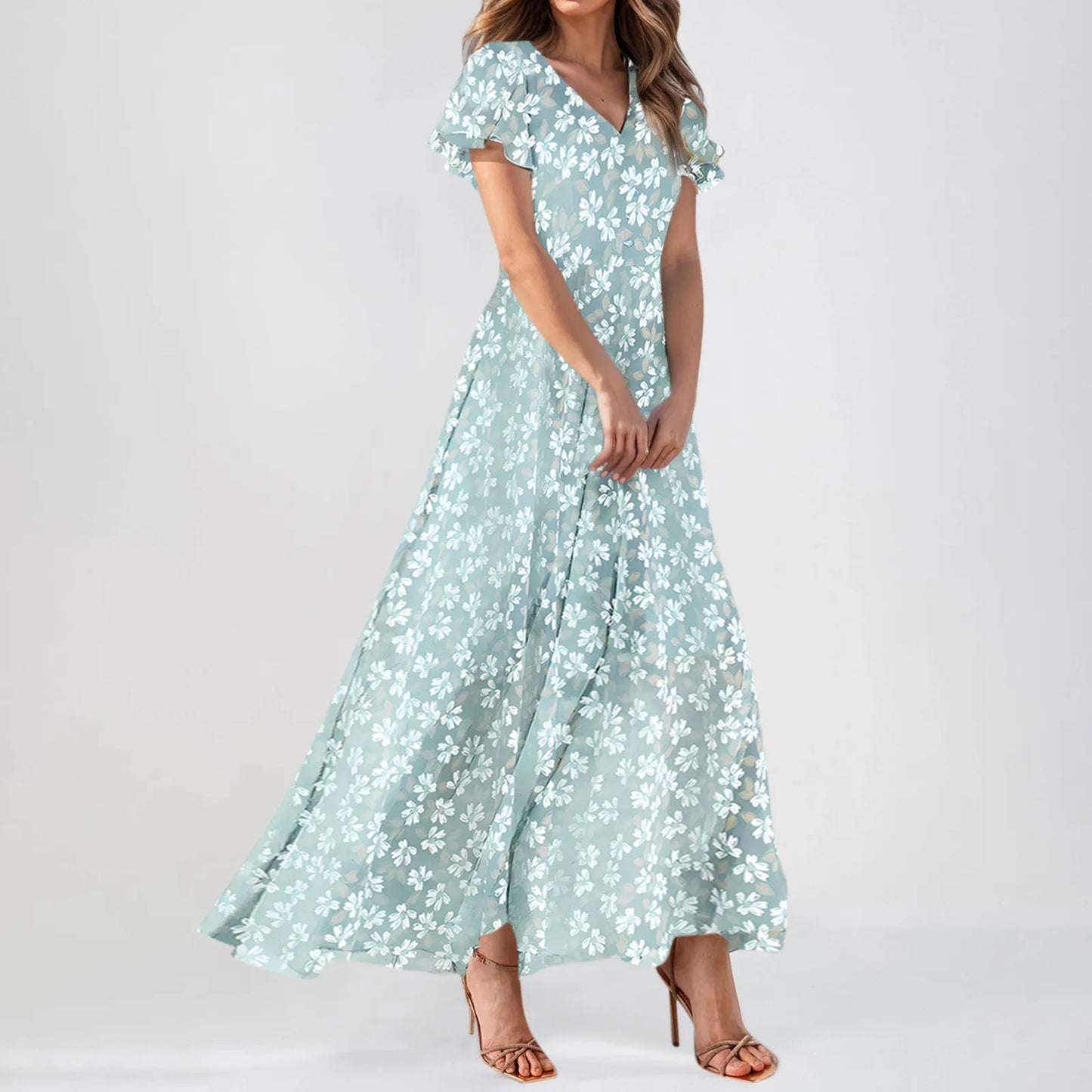 Floral Maxi Evening Party  Dress