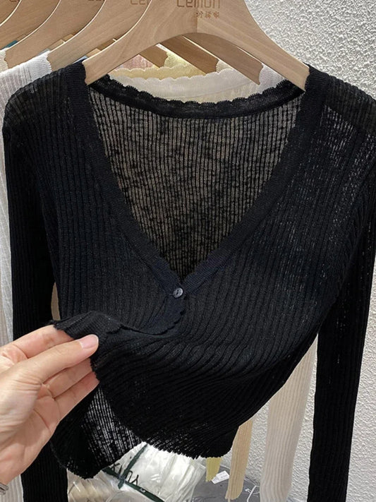 Women's Short Ice Silk Knitted Sun Protection Cardigan