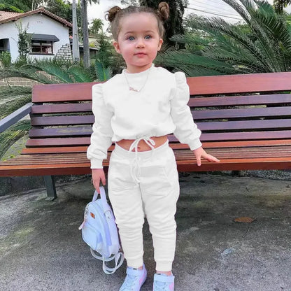2 Pieces Girls' Long Sleeve Hoodie & Pants Set