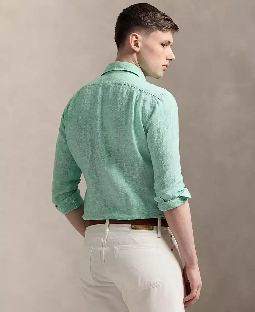 Men's Classic-Fit Houndstooth Linen Shirt