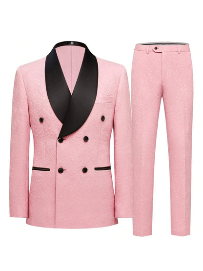 Men's two-piece slim-fitting, siinlge breasted, floral/paisley tuxedo suit