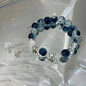 Glass Crystal Beaded Bracelets with Chic Butterfly Tassel Pendant  for Women