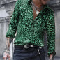 2024 Leopard Print Long Sleeved  Lapel Button men's/Unisex Shirt
