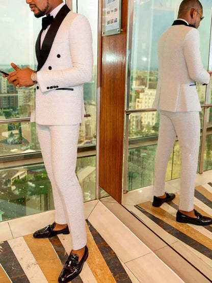 Men's two-piece slim-fitting, siinlge breasted, floral/paisley tuxedo suit