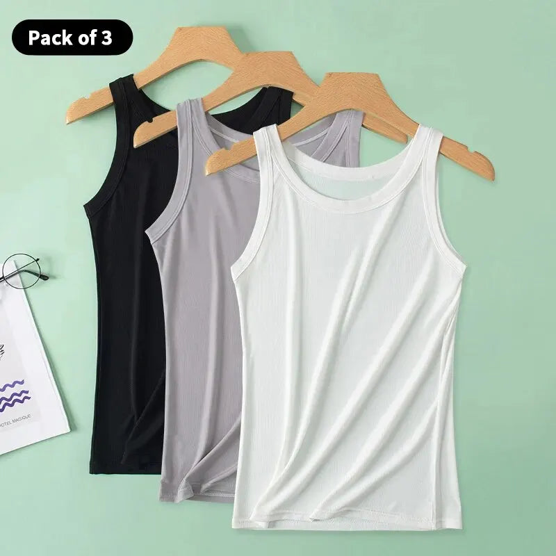 3-piece Ladies Solid Color Vest/Camisole