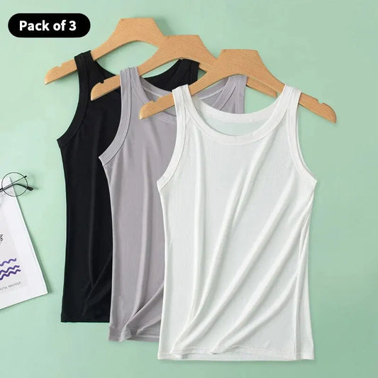 3-piece Ladies Solid Color Vest/Camisole