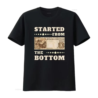 Men "Started From Bottom Food Stamp Coupon" Vintage Washed T Shirt