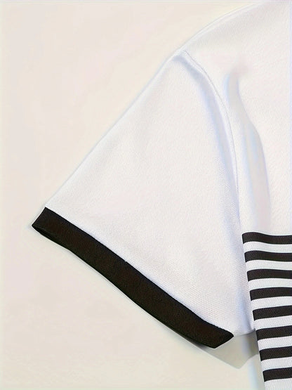 2024 short sleeved V-neck button-down men's casual polo shirt,