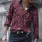2024 Leopard Print Long Sleeved  Lapel Button men's/Unisex Shirt