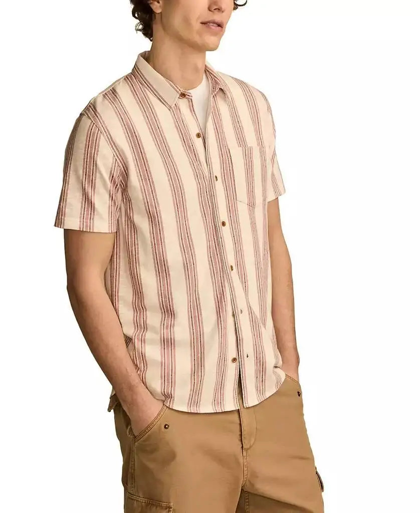 Men's Linen Short Sleeve Ombre Stripe Shirt