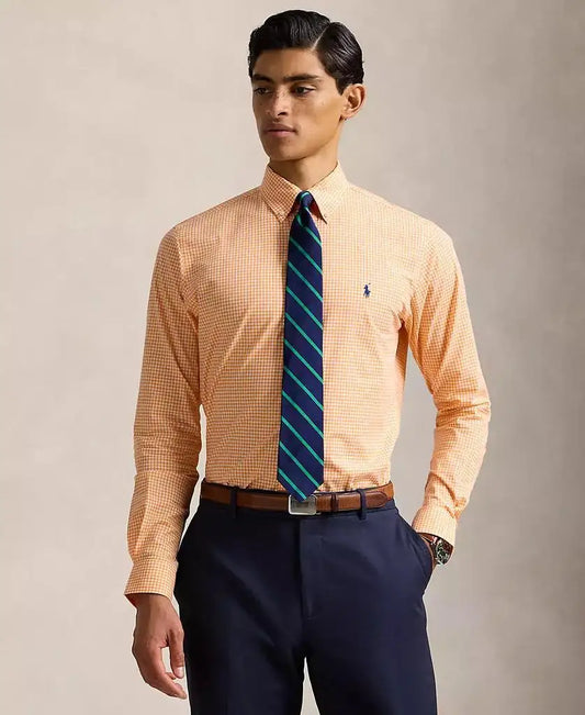 Men's Classic-Fit Gingham Stretch Poplin Shirt