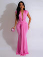 Elegant Ruched Bodycon Maxi Dress with deep V-neck for Women special evening out.