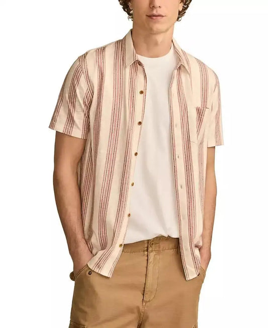 Men's Linen Short Sleeve Ombre Stripe Shirt