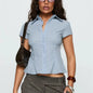 Women's  Short Sleeve Plaid Button Down Shirt