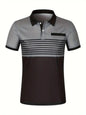 2024 short sleeved V-neck button-down men's casual polo shirt,