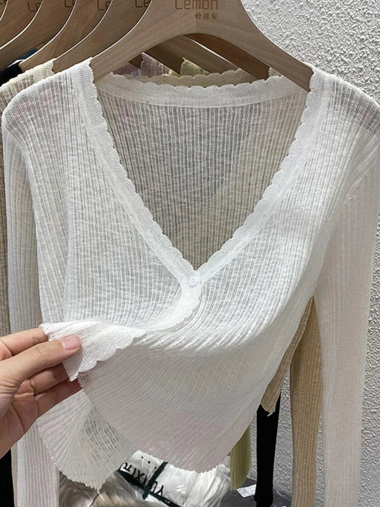 Women's Short Ice Silk Knitted Sun Protection Cardigan