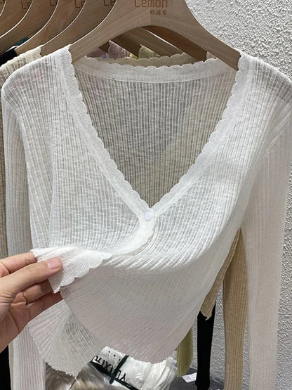 Women's Short Ice Silk Knitted Sun Protection Cardigan