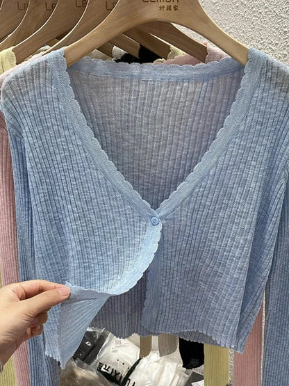 Women's Short Ice Silk Knitted Sun Protection Cardigan