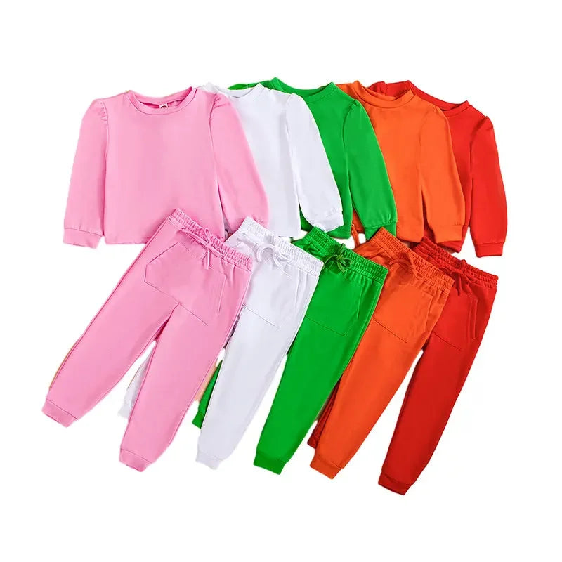 2 Pieces Girls' Long Sleeve Hoodie & Pants Set