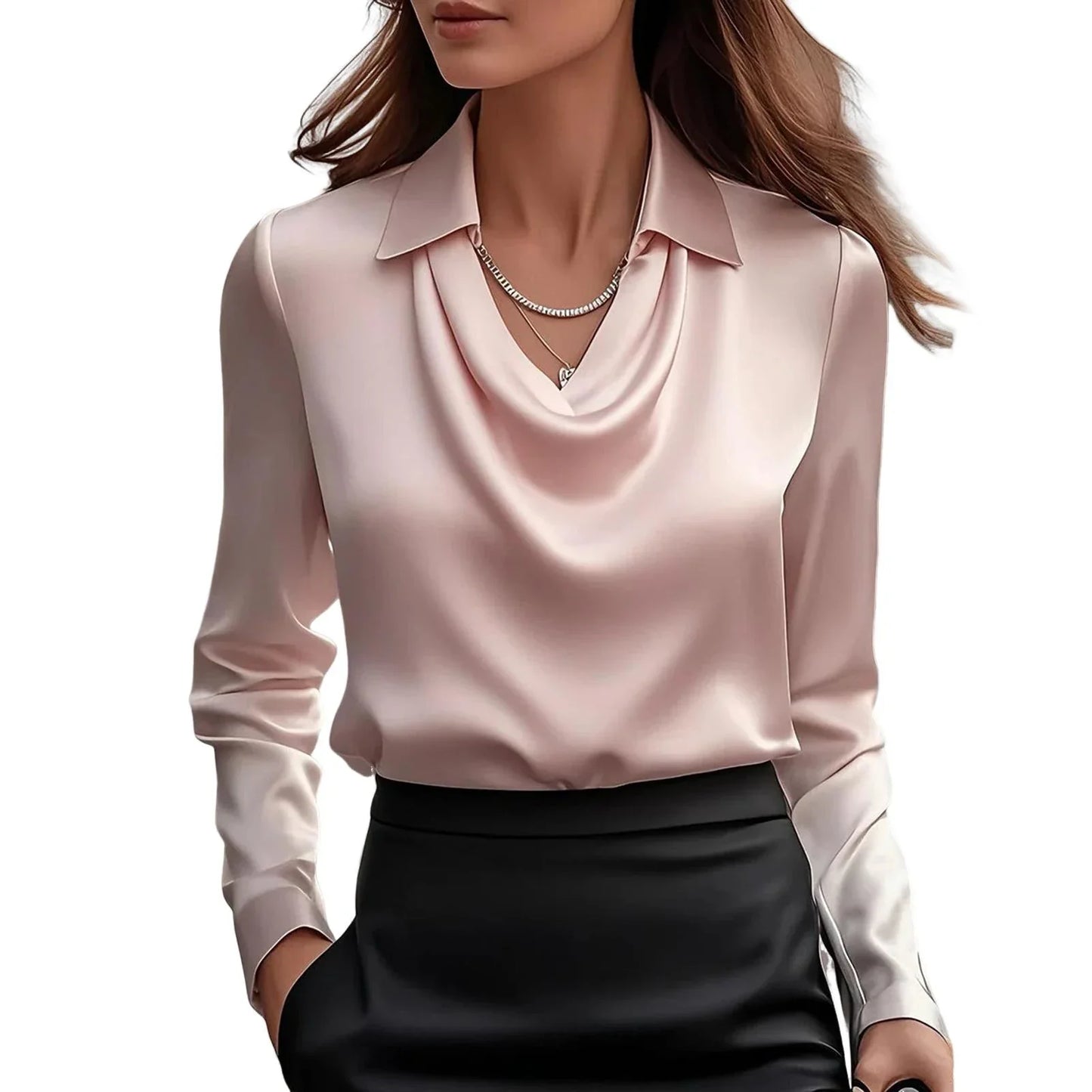 Satin/Silk Elegance Women's Vintage Long Sleeve Blouse