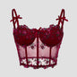 Lace Floral Embroidery Bow Corset For Women