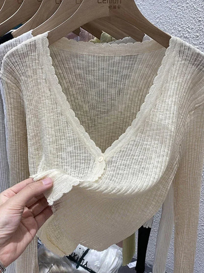 Women's Short Ice Silk Knitted Sun Protection Cardigan