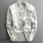 Japan Style Mens Linen/Cotton Long Sleeve Shirt with Harajuku Stand Collar