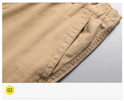 Large Pocket Loose Tactical Pants Elastic Waist Pure Cotton Casual Work Pants
