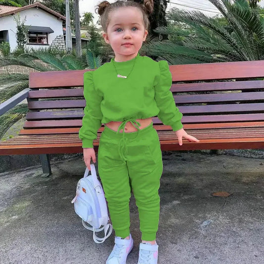 2 Pieces Girls' Long Sleeve Hoodie & Pants Set