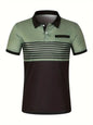 2024 short sleeved V-neck button-down men's casual polo shirt,