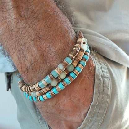 Simple Retro/Bohemian Blue Coconut Men Bracelet