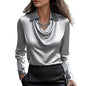 Satin/Silk Elegance Women's Vintage Long Sleeve Blouse