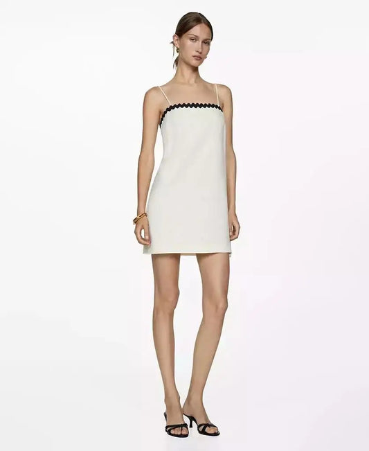 Women's Contrasting Details Linen Dress