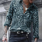 2024 Leopard Print Long Sleeved  Lapel Button men's/Unisex Shirt