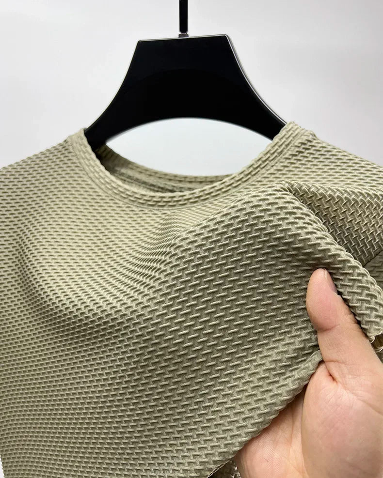 Ice Silk High-Quality Short Sleeve T Shirts Men's Breathable Fashion