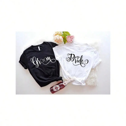 Bride And Groom -Wedding Celebration T Shirts 100% Cotton Crewneck