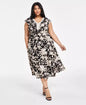 Plus Size Printed V-Neck Fit & Flare Dress