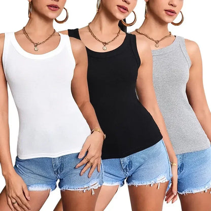 3-piece Ladies Solid Color Vest/Camisole