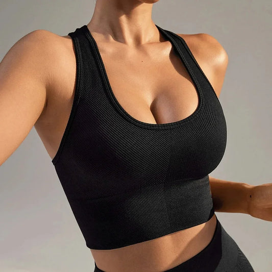 Seamless Sport Bras  High Intensity  Shockproof Ribbed Underwear