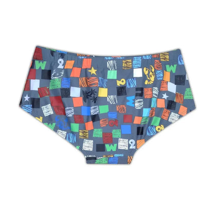Sexy Summer Men Swimwear with Brazilian Cut and Square Graffiti  Pattern