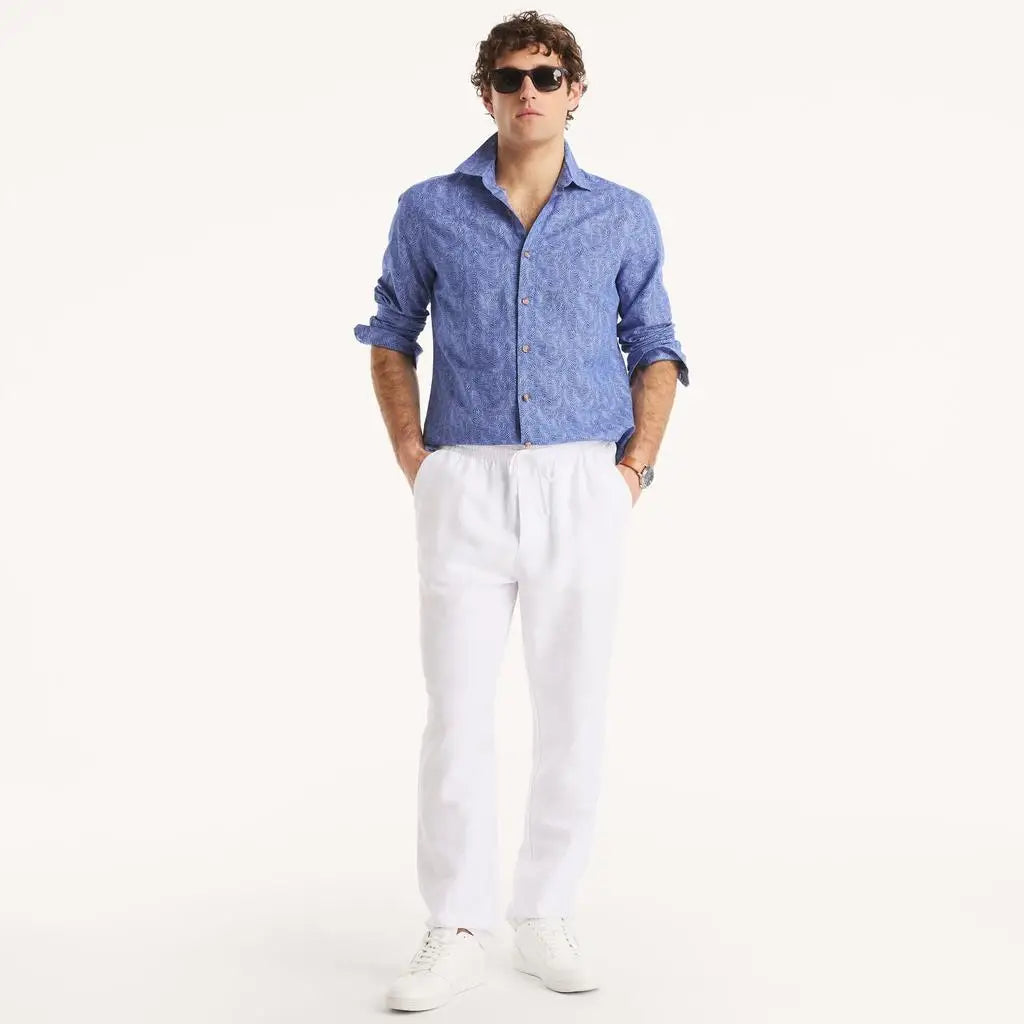 Mens Printed Linen Shirt
